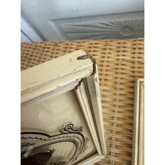 Vintage 40's Pair Reverse Painted Convex Glass Children Profile Bust Pictures - Picture 7 of 12